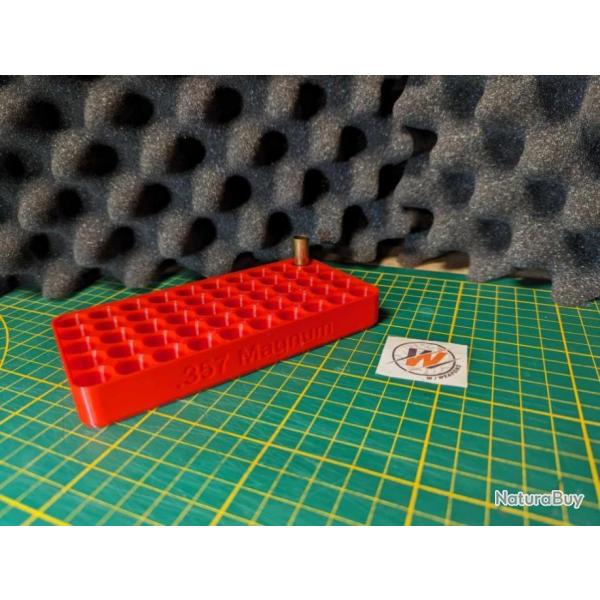 Plateau pour Rechargement - Calibre 357 Mag / Rangement pour 50 cartouches VERT - Impression 3D