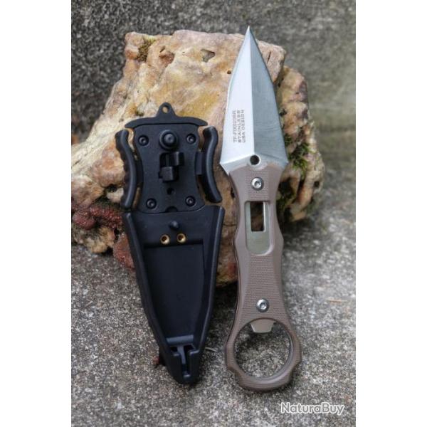 Couteau Dague Tac Force Lame Spear Point Acier 3Cr13 Manche Abs Etui ABS Clip X020BR