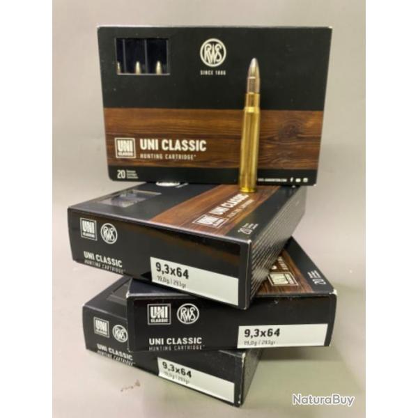 Munition RWS UNI CLASSIC - Cal. 9,3x64 - 19,0g - 293gr (vendu par 20)