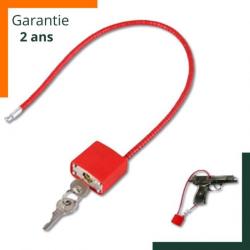 Cadenas pour arme à feu - Verrou de pontet à 2 clés - Rouge/noir - Garantie 2 ans