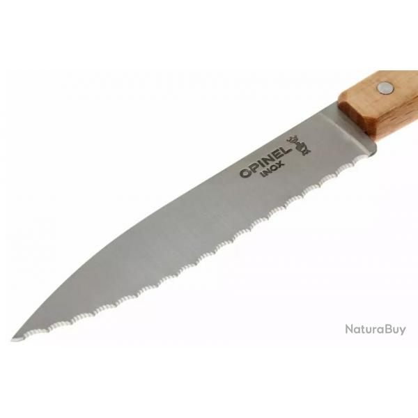 Opinel 113 couteau  plucher , lame crante - bois naturel