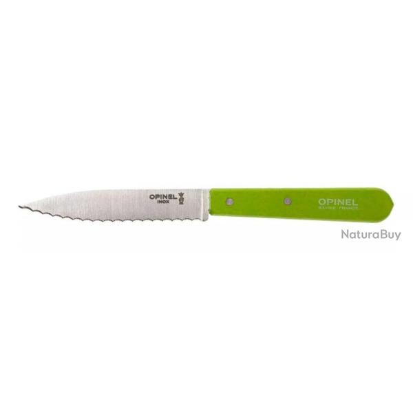 Opinel 113 couteau  plucher , lame crante - couleur vert