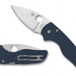 Couteau Spyderco Lil' Native Cobalt Blue Manche G10 Lame CPM-SPY27 Compression Lock USA SC230GPCBL