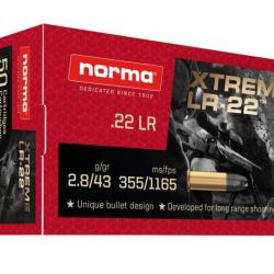 Cartouches NORMA 22 Lr XTREME LR-22 (longue distance) 20 boites pour 1000 munitions