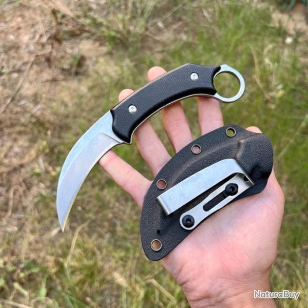 Couteau Karambit ring knife tactique combat G10 Kydex