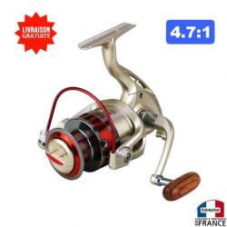 Moulinet de pêche avec bobine aluminium 4.7:1 pour canne