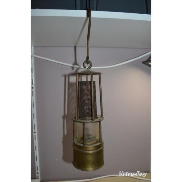 Ancienne Lampe / Lanterne de Mineur en cuivre Dcoration 1920/1950  ( C2)