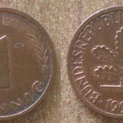 Allemagne 1 Pfennig 1990 Atelier G piece RFA Deutsche Mark