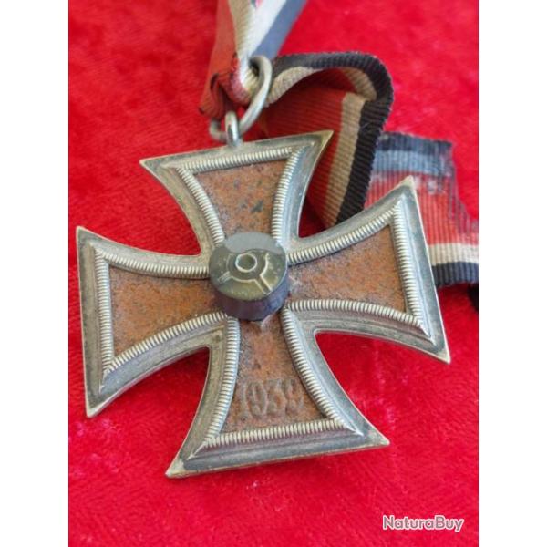 Mdaille croix de fer allemande 2me cl 1939 en 3 parties coeur magntique long ruban marquage 122