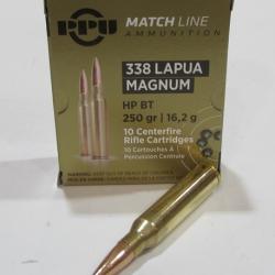 boite 10 cartouches de 338 Lapua Magnum, Partizan 250 grains BTHP Match
