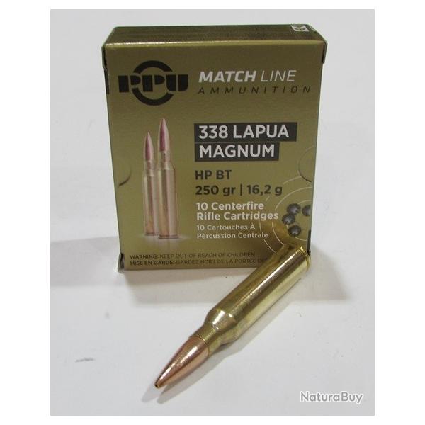 boite 10 cartouches de 338 Lapua Magnum, Partizan 250 grains BTHP Match