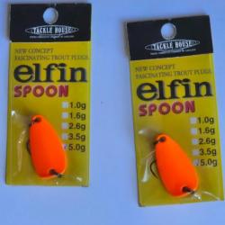 Lot de 2 cuilliers ondulantes rose orange fluo TACKLE HOUSE Elfin Spoon 5 grs