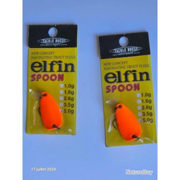 Lot de 2 cuilliers ondulantes rose orange fluo TACKLE HOUSE Elfin Spoon 5 grs