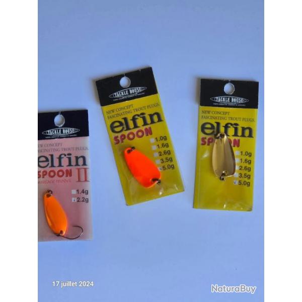 Lot de 3 cuilliers ondulantes diffrentes fluo TACKLE HOUSE Elfin Spoon