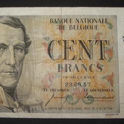 billet de 100 francs belge du 23-08-1957