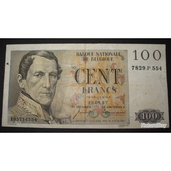 billet de 100 francs belge du 23-08-1957