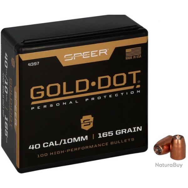 100 Ogives Speer Cal.40/ 10mm - 165gr (.400) Gold Dot HP