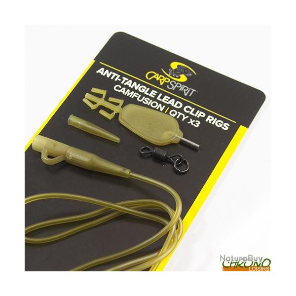 Montage Carp Spirit Anti Tangle Lead Clip Rig Camfusion (par 3)