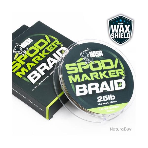 Tresse Nash Spod & Marker Braid LO Viz Green 0.18mm 300m