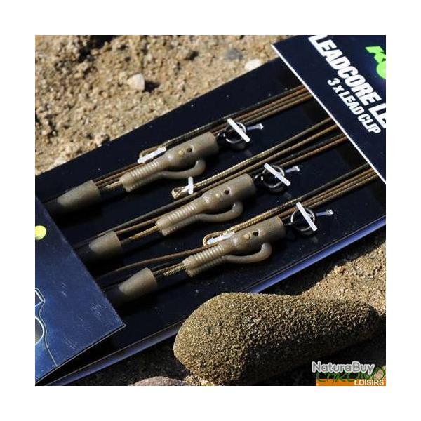 Montage Korda Leadcore Clip Plomb Emerillon Anneau 1m (par 3) Marron