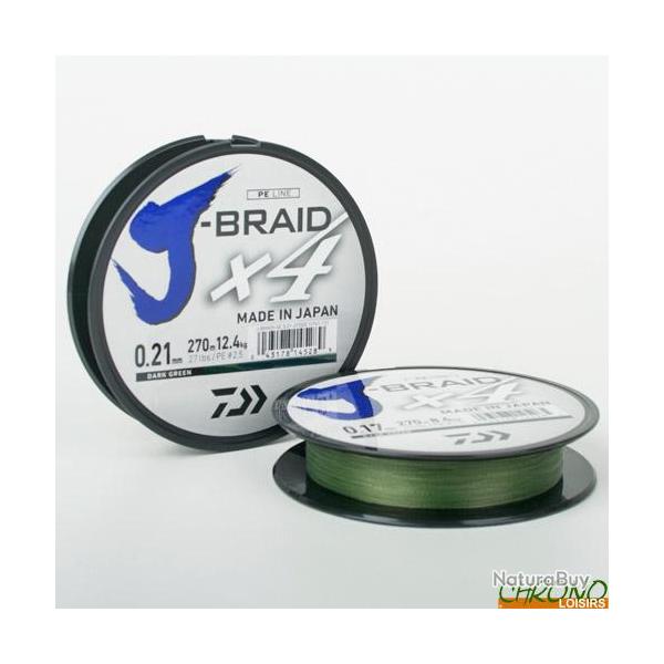 Tresse Daiwa Jbraid 4 Brins 270m 0.17mm