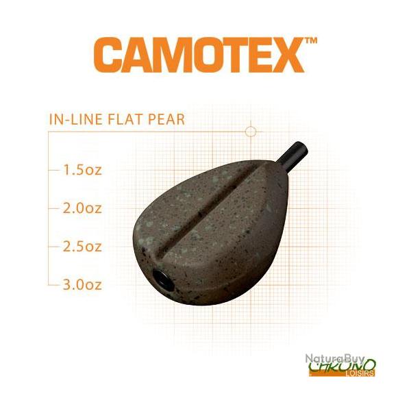 Plomb Fox In Line Flat Pear Grooved Camotex 70g