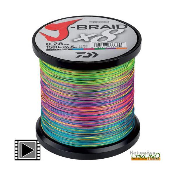 Tresse Daiwa J-Braid 8 brins Multicolore 0.24mm 1500m