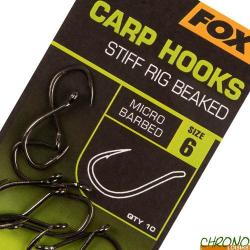 Hameçon Fox Carp Hooks Stiff Rig Beaked (par 10)  n° 6