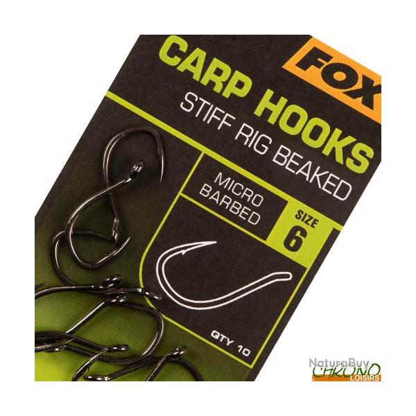 Hameon Fox Carp Hooks Stiff Rig Beaked (par 10)  n 6