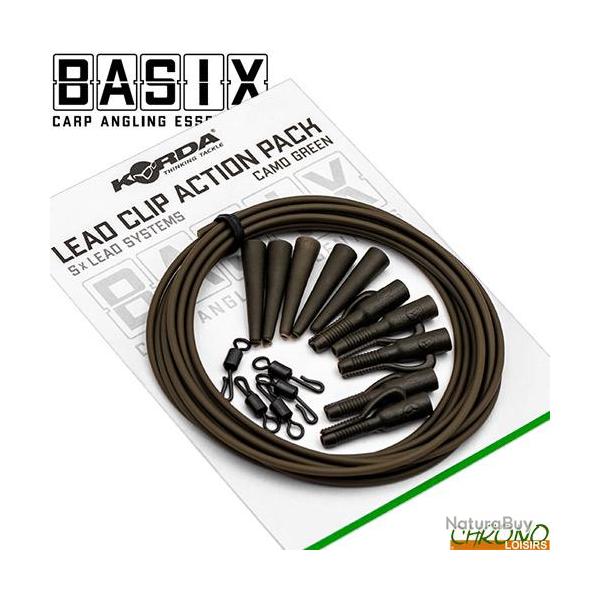 Montage Korda Basix Lead Clip Action Pack Camo Green (par 5)