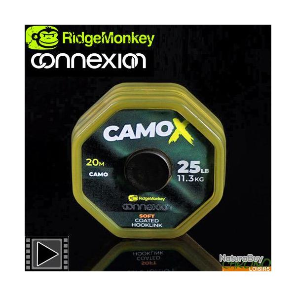 Tresse RidgeMonkey Connexion CamoX Soft Coated 20m 25lbs