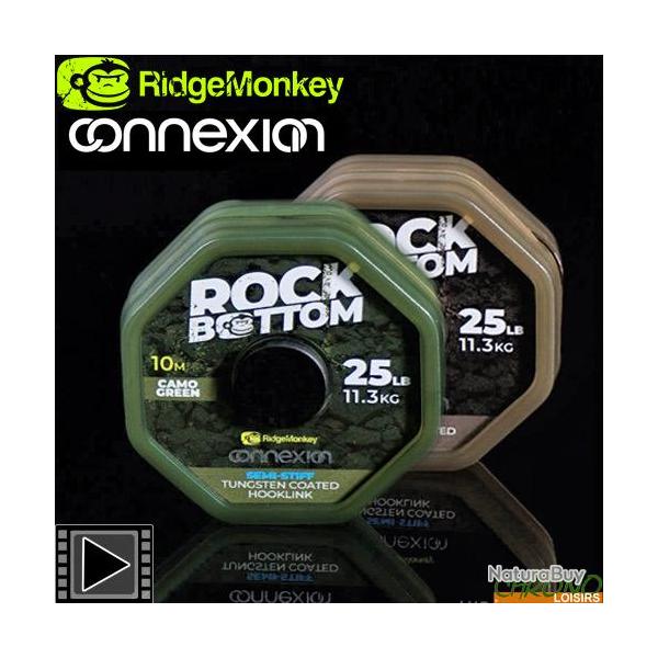 Tresse RidgeMonkey Connexion Rock Bottom Semi Stiff Coated Camo 25lbs 10m Green