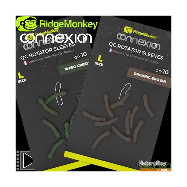 Gaine d'Emerillon RidgeMonkey Connexion QC Rotator Sleeves (par 10) Weed Green