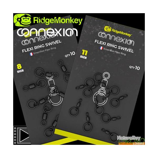 Emerillon  Anneau RidgeMonkey Connexion Flexi Ring (par 10) Taille 8