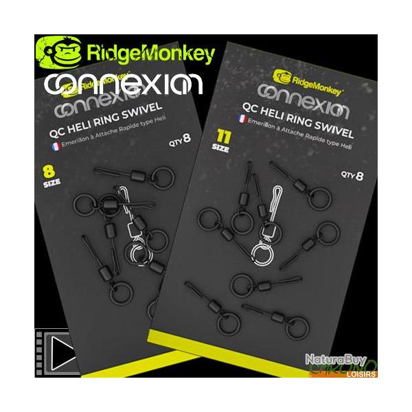 Emerillon  Anneau RidgeMonkey Connexion QC Heli Ring (par 8) Taille 8