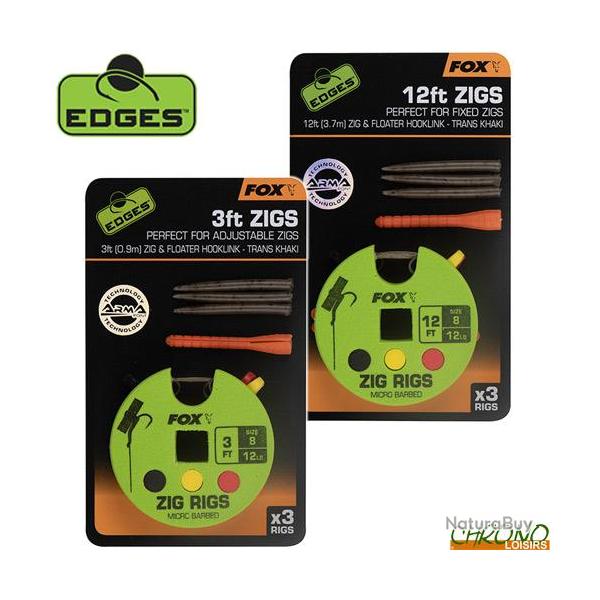 Bas de Ligne Fox Edges Zig 12lbs (par 3) n8 90cm