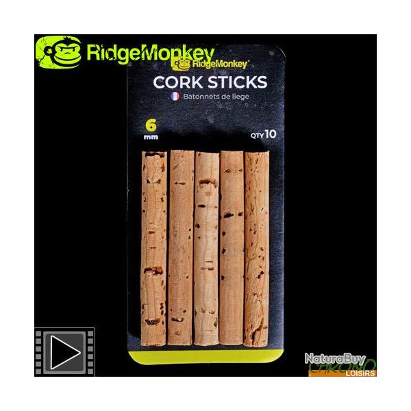 Btonnet de Lige RidgeMonkey Cork Sticks 6mm (par 10)