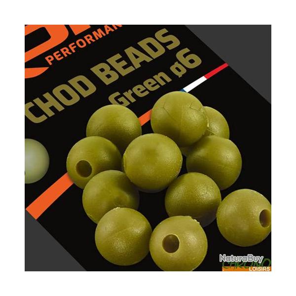 Perle ROK Chod Beads Pr-Perfore Green 6mm (par 25)