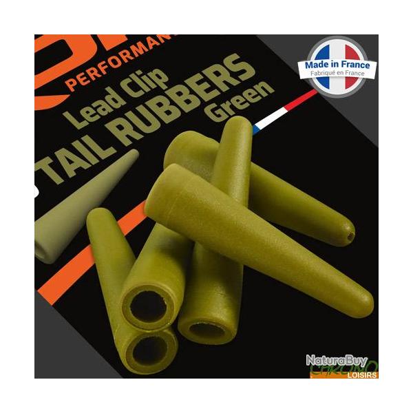 Ttine ROK Lead Clip Tail Rubber Green (par 10)