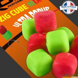 Zig Cube ROK Mix Flottant Rouge + Vert 12mm (par 14)