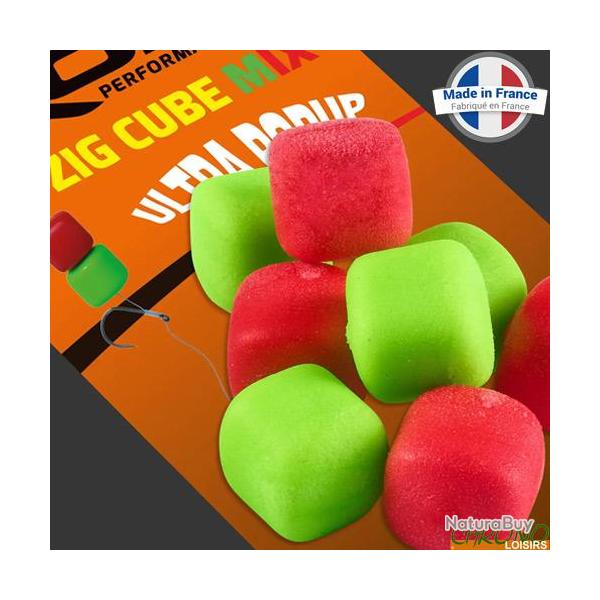 Zig Cube ROK Mix Flottant Rouge + Vert 12mm (par 14)