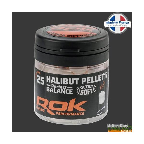 Pellet ROK Ultra Soft quilibr Blanc DIP Halibut 12mm (par 25)