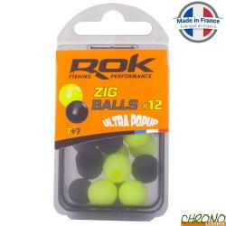 Bouillette ROK Zig Ball Flottant Jaune + Noir 12mm (par 16)