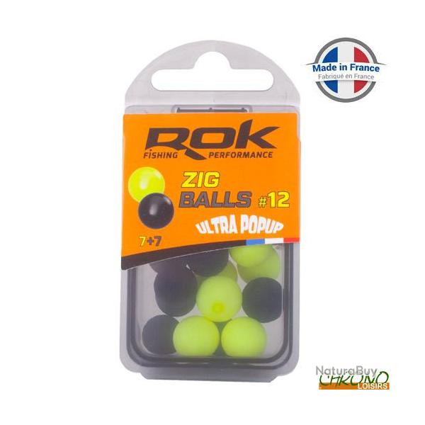 Bouillette ROK Zig Ball Flottant Jaune + Noir 12mm (par 16)