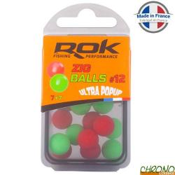 Bouillette ROK Zig Ball Flottant Rouge + Vert 12mm (par 16)