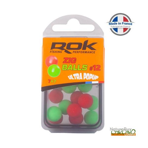 Bouillette ROK Zig Ball Flottant Rouge + Vert 12mm (par 16)