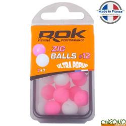 Bouillette ROK Zig Ball Flottant Rose + Blanc 12mm (par 16)