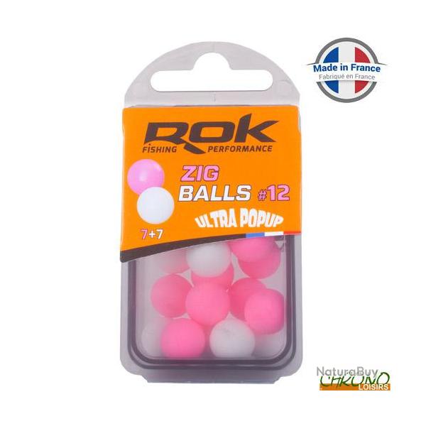 Bouillette ROK Zig Ball Flottant Rose + Blanc 12mm (par 16)