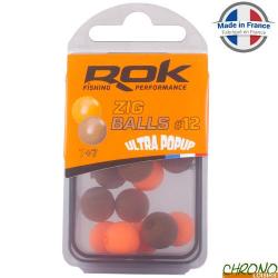 Bouillette ROK Zig Ball Flottant Orange + Marron 12mm (par 16)