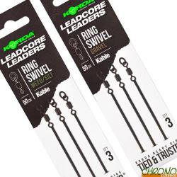 Montage Korda Leadcore Leader Ring Swivel 50cm (par 3) Gravel Brown
